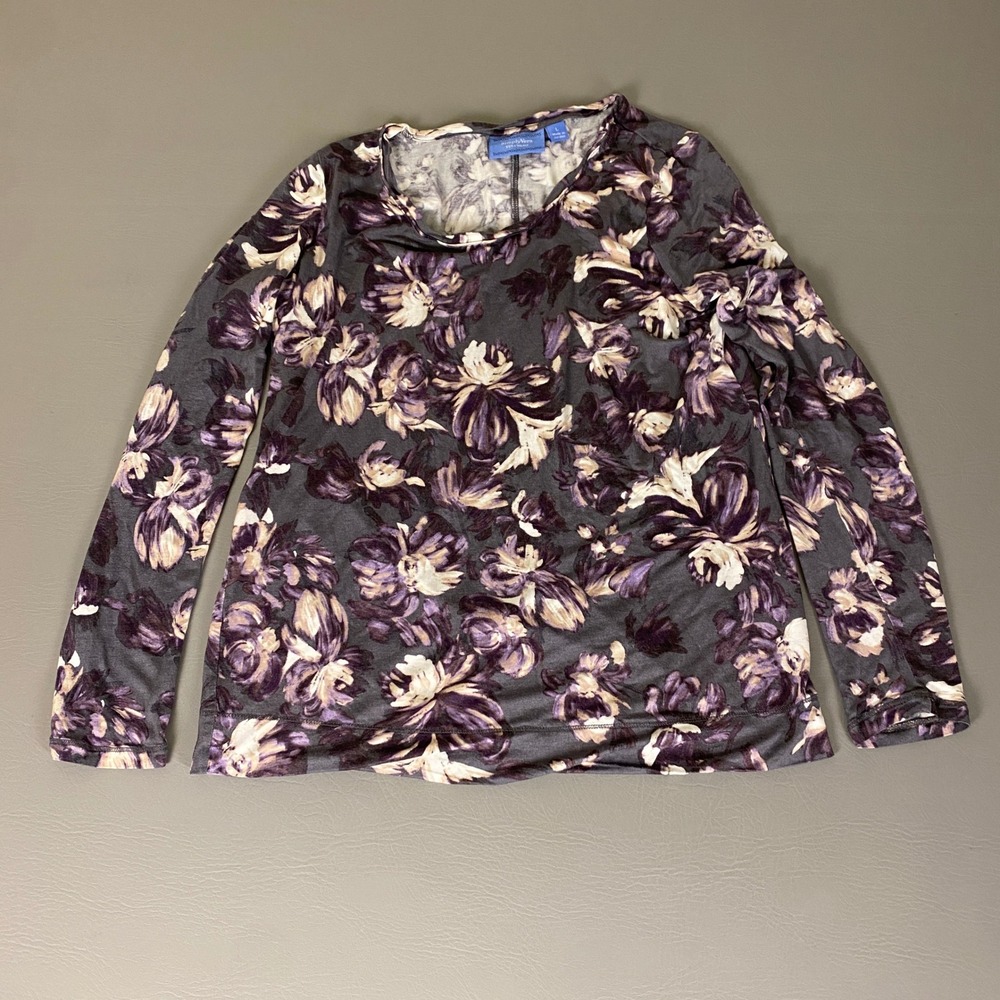 Simply Vera Vera Wang Blouse Top Women's‎ Size Large Floral Print Long Sleeve